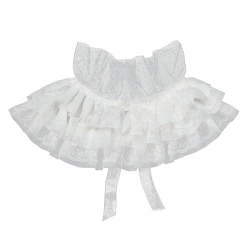 SJHDUNBW EUR Doppellagiger Schal mit Faltenkragen und Schnürung, gerüschter Halsbekleidung for Damen, Cosplay, historische Ereignisse(Blanc) von SJHDUNBW EUR