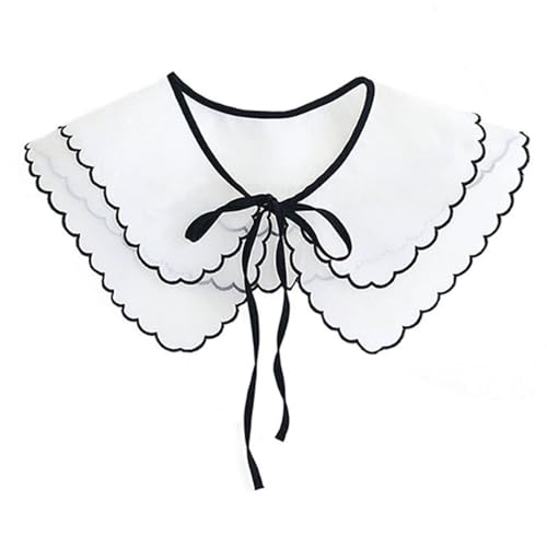 SJHDUNBW EUR Doppellagiger falscher Kragen aus Organza, abnehmbarer Schalkragen mit schwarzer Spitzenschleife, eleganter Vintage-Kunstkragen for Blusen und Kleider SJHDUNBW EUR Doppellagiger falscher Kragen aus Organza, abnehmbarer Schalkragen mit schwarzer Spitzenschleife, eleganter Vintage-Kunstkragen for Blusen und Kleider von SJHDUNBW EUR