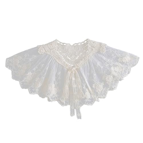 SJHDUNBW EUR Mittelalterlicher französischer romantischer Spitzenschal, Vintage, eleganter Wickelschal mit Kunstkragen, leichte Spitzenstola for Frauen(Apricot) von SJHDUNBW EUR
