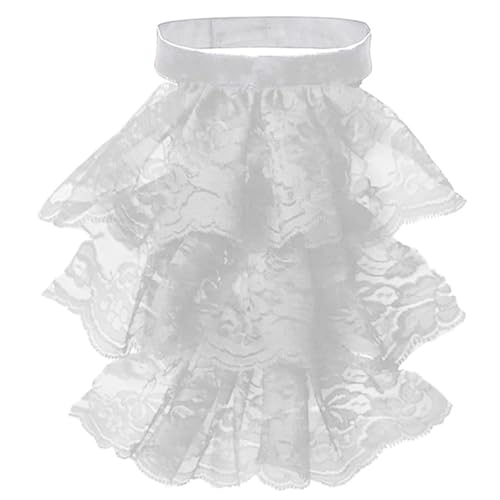SJHDUNBW EUR Mittelalterliches Hofkragen-Set, bestickter Blumenkragen im Vintage-Stil mit Spitze, Rüschenkragen mit Ärmeln, Kostümzubehör(Blanc) von SJHDUNBW EUR