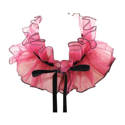 SJHDUNBW EUR Organza Rüschen Stehkragen Gothic Schnürhalskrause mit Schleife - Verstellbares Steampunk Cosplay Accessoire(Blanc) von SJHDUNBW EUR