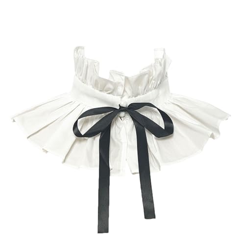SJHDUNBW EUR Viktorianischer Halskragen for Damen, abnehmbare, plissierte Rüschenhalskette – Renaissance-Kostümaccessoire mit Kunstschalkragen(White and black) von SJHDUNBW EUR