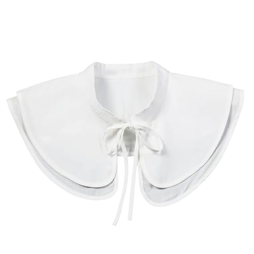 Vintage Doppellagiger Chiffon-Fake-Kragen Damen Kurzer Schal Abnehmbarer Kragen Bühnenauftritt Rollenspiel-Accessoire(Blanc) von SJHDUNBW EUR