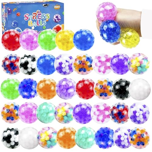 Stressbälle, Quetschbälle, Großpackung, kleine sensorische Bälle, ADHS-Stressabbau für Erwachsene, Klassenzimmerpreise, Partygeschenke, Geburtstagsgeschenk, Goodie-Bag-Füllungen (35) von SJOAUET