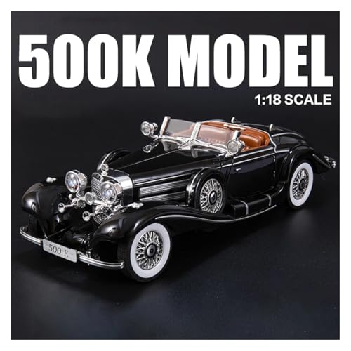 SJOIOOP Fahrzeugmodelle 1:18 1936 500K Legierung Oldtimermodell Druckguss Metall Retro Fahrzeuge Automodell Simulation Ton und Licht Kinder Spielzeug Geschenk(Black) von SJOIOOP