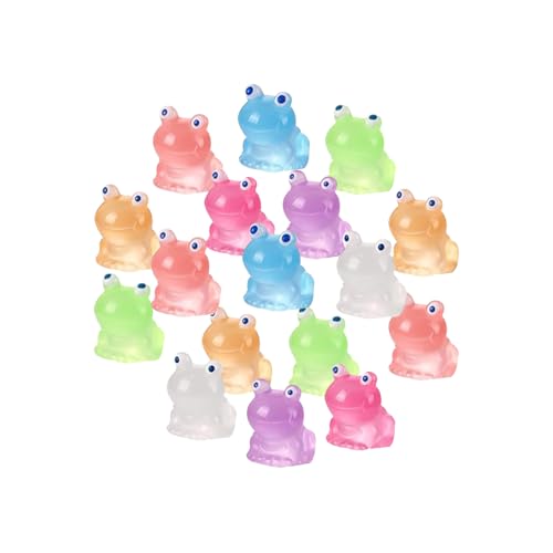 SJUIEO 35 Stück leuchtender Mini-Frosch, Kleiner Frosch, Miniatur-Harzmodell, geeignet für Puppenhaus-Dekoration, Aquarium-Spielzeug (7 Farben) von SJUIEO