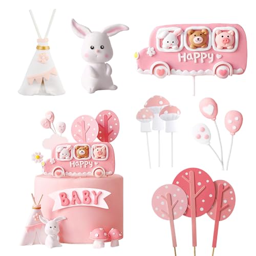 SJUNJIE 12 Stück Tortendeko Geburtstag Torten Deko Hase Rosa Tortendeko Mädchen Kuchendekorationsset mit Hase Pilz Tierbus und Ballon Kuchen Deko Geburtstag für Kinder Mädchen SJUNJIE 12 Stück Tortendeko Geburtstag Torten Deko Hase Rosa Tortendeko Mädchen Kuchendekorationsset mit Hase Pilz Tierbus und Ballon Kuchen Deko Geburtstag für Kinder Mädchen von SJUNJIE