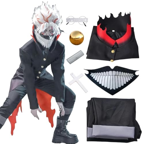 SJZZXU Anime Dandandan Okarun Cosplay mit Maske Kentakakura Cosplay Schwarze Schuluniform mit Brille Perücke Requisiten Halloween Anzug (O, XS) von SJZZXU