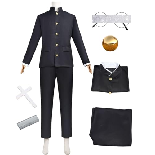 SJZZXU Anime Dandandan Okarun Cosplay mit Maske Kentakakura Cosplay Schwarze Schuluniform mit Brille Perücke Requisiten Halloween Anzug (T, M) von SJZZXU