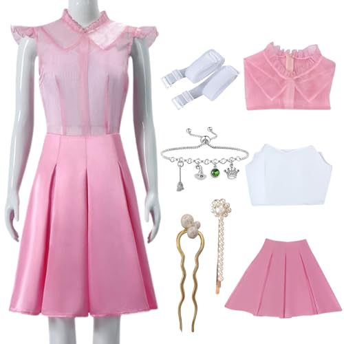 SJZZXU Glinda Kleid Cosplay rosa Anzug Wickedy Glinda Kostüm mit Perücke Zubehör Halloween Party Abendkleid (2 rosa, M) von SJZZXU