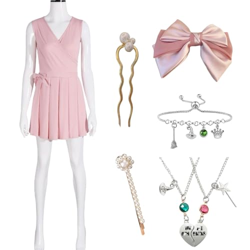 SJZZXU Glinda Kleid Cosplay rosa Anzug Wickedy Glinda Kostüm mit Perücke Zubehör Halloween Party Abendkleid (3 rosa, M) von SJZZXU
