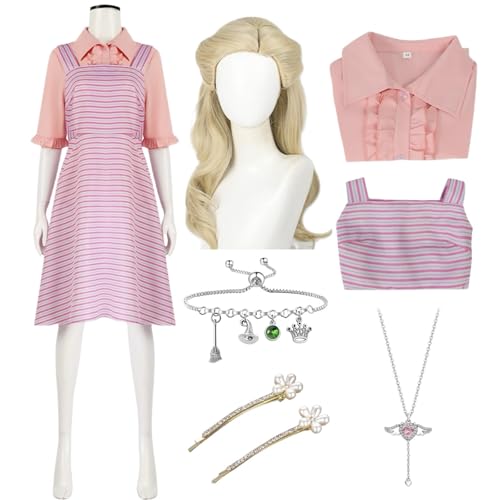 SJZZXU Glinda Kleid Cosplay rosa Anzug Wickedy Glinda Kostüm mit Perücke Zubehör Halloween Party Abendkleid (4 rosa + Perücke, L) von SJZZXU
