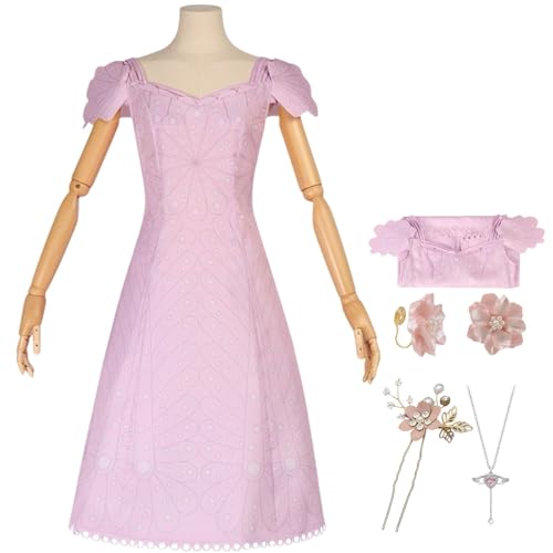 SJZZXU Glinda Kleid Cosplay rosa Anzug Wickedy Glinda Kostüm mit Perücke Zubehör Halloween Party Abendkleid (5 lila, M) von SJZZXU