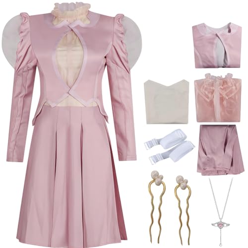 SJZZXU Glinda Kleid Cosplay rosa Anzug Wickedy Glinda Kostüm mit Perücke Zubehör Halloween Party Abendkleid (7 rosa, M) von SJZZXU