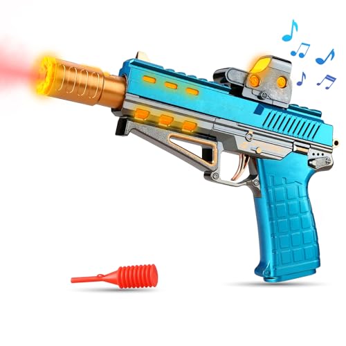 SK MISS Batteriebetriebener Spielzeug Pistole Blaster für Kinder ab 3 Jahren, Licht-Sound-Effekte mit Wassernebel, Revolver-Spielzeugpistole für Jungen Mädchen (Blau) von SK MISS