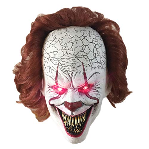 SK MISS Halloween Clown Maske, Clown LED Maske leuchtende, Festival Halloween Kostüm Cosplay Requisite für Erwachsene (Leuchtende) von SK MISS