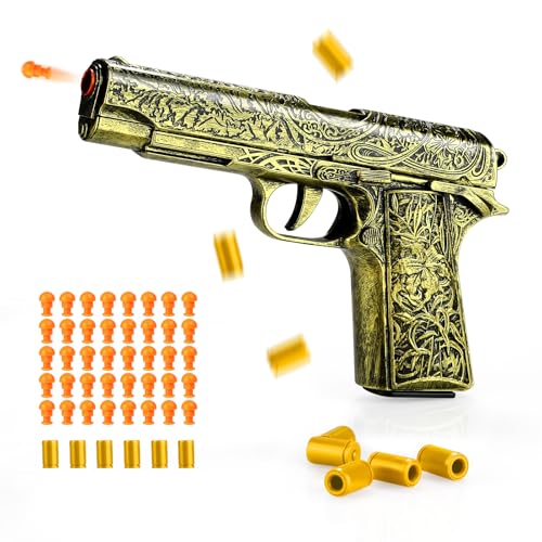 Spielzeug Pistolen für Kinder, Gold Gravur Vintage Spielzeug Pistole mit Munition, Kinder Spielzeugwaffen Blaster Spielzeug Realistisch, Geburtstagsgeschenk für 7+ Jahre, Kontinuierliche Betrieb von SK MISS