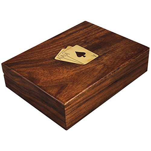 Holzbox Holzkiste Doppelt Spielkartenhalterung Kartenspiel für die Ganze Familie Reisespiele Holz - 16 Cm von SKAVIJ