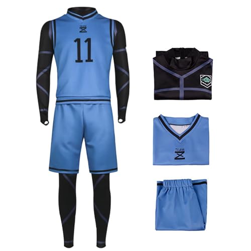 SKAYWHUK Blue Lock Jersey Kostüm Lsagi Yoichi Bachira Meguru Anime Figur Fußball Sportbekleidung mit Perücke Cosplay Outfit von SKAYWHUK