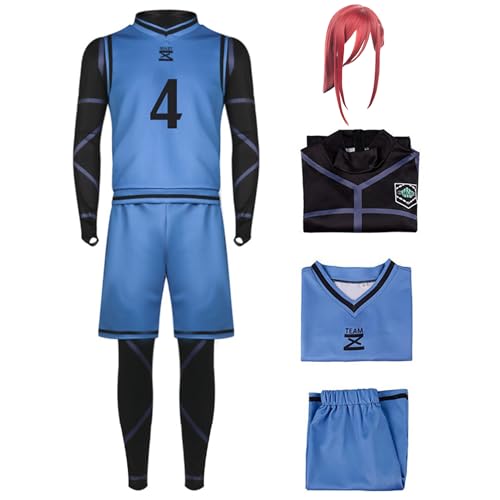SKAYWHUK Blue Lock Jersey Kostüm Lsagi Yoichi Bachira Meguru Anime Figur Fußball Sportbekleidung mit Perücke Cosplay Outfit von SKAYWHUK