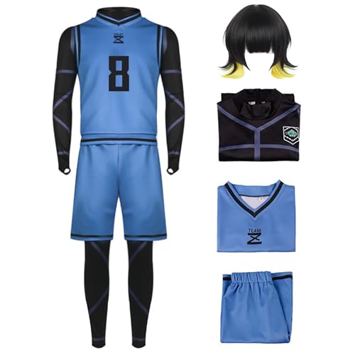 SKAYWHUK Blue Lock Jersey Kostüm Lsagi Yoichi Bachira Meguru Anime Figur Fußball Sportbekleidung mit Perücke Cosplay Outfit SKAYWHUK Blue Lock Jersey Kostüm Lsagi Yoichi Bachira Meguru Anime Figur Fußball Sportbekleidung mit Perücke Cosplay Outfit von SKAYWHUK
