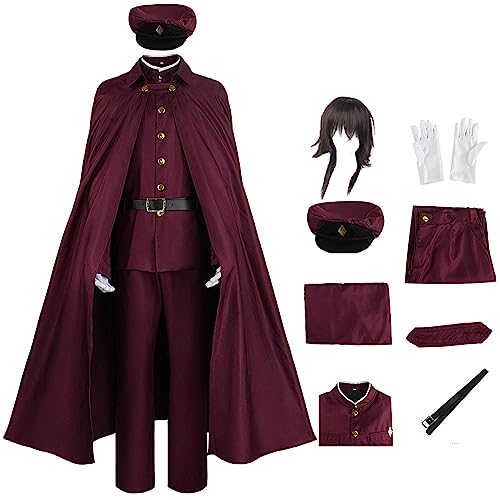 SKAYWHUK Bungo Stray Dogs Suehiro Tetchou Cosplay Kostüm Herren Rot Detektiv Uniformen Umhang Jacke Hut Halloween Outfit Komplettset SKAYWHUK Bungo Stray Dogs Suehiro Tetchou Cosplay Kostüm Herren Rot Detektiv Uniformen Umhang Jacke Hut Halloween Outfit Komplettset von SKAYWHUK