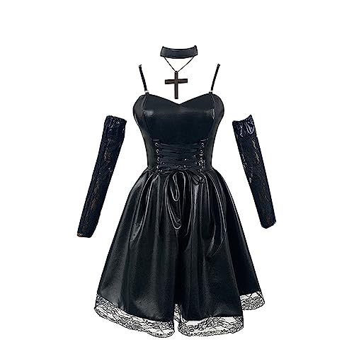 SKAYWHUK Death Note Misa Amane Cosplay Kostüm Goth Kleid Strümpfe Zubehör Halloween Komplettset Erwachsene Frauen SKAYWHUK Death Note Misa Amane Cosplay Kostüm Goth Kleid Strümpfe Zubehör Halloween Komplettset Erwachsene Frauen von SKAYWHUK