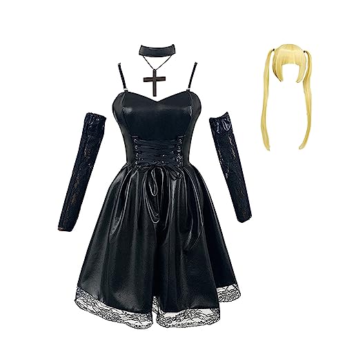 SKAYWHUK Death Note Misa Amane Cosplay Kostüm Goth Kleid Strümpfe Zubehör Halloween Komplettset Erwachsene Frauen SKAYWHUK Death Note Misa Amane Cosplay Kostüm Goth Kleid Strümpfe Zubehör Halloween Komplettset Erwachsene Frauen von SKAYWHUK