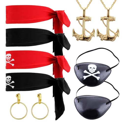 SKHAOVS 10-teiliges Kapitäns-Piratenkostüm-Zubehör-Set, Piraten-Kostüm-Zubehör, Piraten-Bandana, Augenklappen, für Halloween, Piratenparty, Piratenzubehör für Halloween-Piratenparty (10 Stück) SKHAOVS 10-teiliges Kapitäns-Piratenkostüm-Zubehör-Set, Piraten-Kostüm-Zubehör, Piraten-Bandana, Augenklappen, für Halloween, Piratenparty, Piratenzubehör für Halloween-Piratenparty (10 Stück) von SKHAOVS