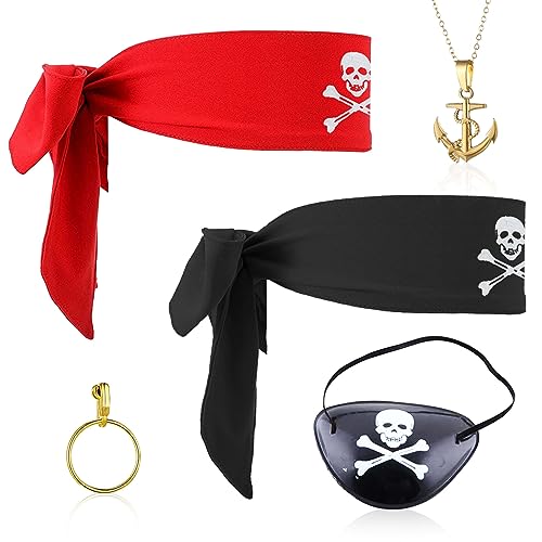 SKHAOVS 5 Stück Piraten Kostüm Zubehör Set, Vintage Piraten Accessoires, Piraten Augenklappen, Piraten Bandana, Piraten Kopftuch,Piraten Kapitän Dress Up Set für Halloween Deko Piratenparty (5 Stücke) SKHAOVS 5 Stück Piraten Kostüm Zubehör Set, Vintage Piraten Accessoires, Piraten Augenklappen, Piraten Bandana, Piraten Kopftuch,Piraten Kapitän Dress Up Set für Halloween Deko Piratenparty (5 Stücke) von SKHAOVS
