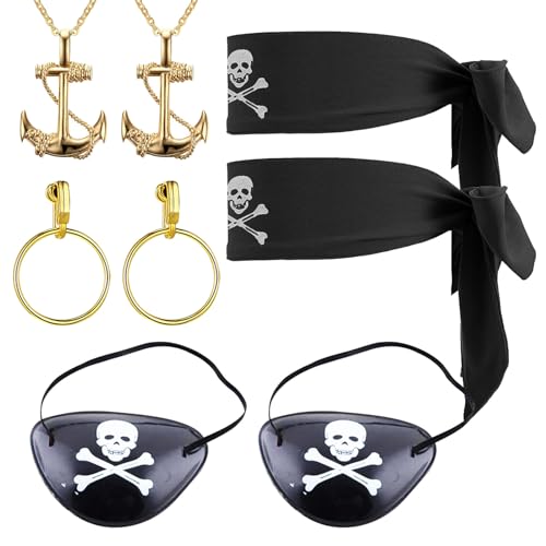 SKHAOVS 8 Stücke Piraten Kostümzubehör Set Piraten Augenklappen, Piraten Stirnband, Piraten Accessoires, Captain Pirate Kostüm Zubehör Set für Karneval Party Halloween and Pirate Party SKHAOVS 8 Stücke Piraten Kostümzubehör Set Piraten Augenklappen, Piraten Stirnband, Piraten Accessoires, Captain Pirate Kostüm Zubehör Set für Karneval Party Halloween and Pirate Party von SKHAOVS