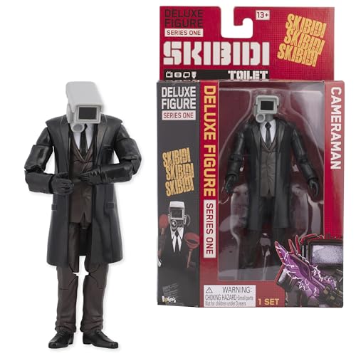 Skibidi Toilet Deluxe Figur Kameraman, Sammelfiguren, offiziell Lizenziertes Toilettenartikel, schwarz von SKIBIDI TOILET