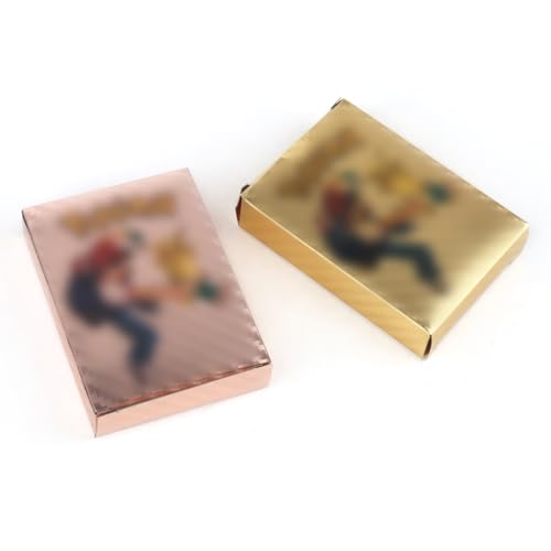 SKIKHN 2 Box Cartoon Karten Gold, 110 Stück Gold Seltene Karten Set, Vergoldete Karte, Anime Sammelkarten, Comics Sammelkarten für Kinder (50 Golden + 50 Roségold) von SKIKHN