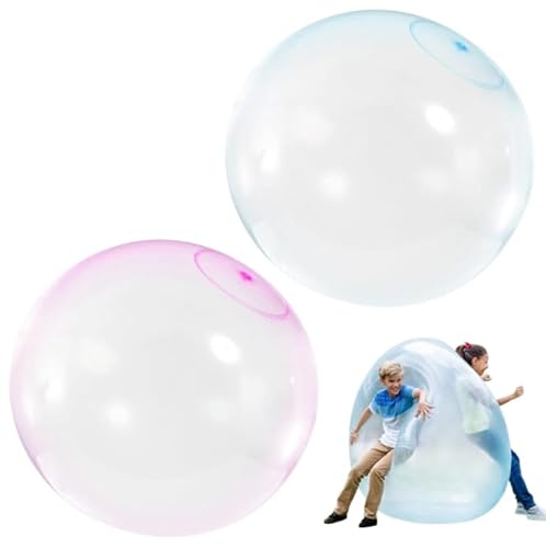 SKIKHN 2 Stück Bubble Ball, 47 Zoll Wasserblasenball Wasserball Transparenter Hüpfballon, Aufblasbarer Wasserball für Erwachsene Kinder, Wasserball Aufblasbar für Strand Pool Garten Party von SKIKHN