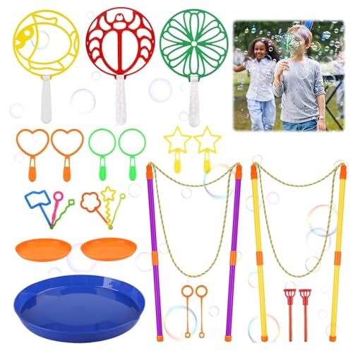 SKIKHN 24 Stück Seifenblasen Set für Kinder, Seifenblasen Seifenblasenstäbe Set, Zauberstab Einstellen Seifenblasen für Indoor und Outdoor Bubble Maker Spiele, Perfekt für Partys, Hochzeit, Garten von SKIKHN