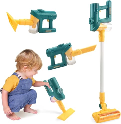 SKIKHN Staubsauger Spielzeug Set, 3-in-1 Kinderstaubsauger, Kinderstaubsauger mit Echter Saugfunktion, Haushaltsspielzeug für Jungen und Mädchen von SKIKHN