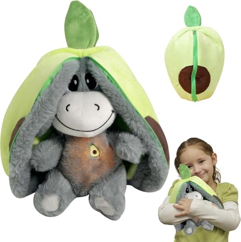 SKIKHN Atmendes Kuscheltier, Atmendes Kuscheltier Esel, Kuscheltier mit Atembewegung, Schlummer Kuscheltier mit 4 Atemmodi, zum Kuscheln und Spielen, Geschenke für Mädchen Jungen von SKIKHN