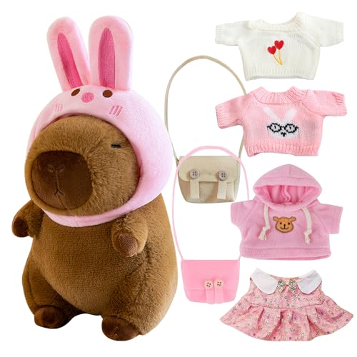 SKIKHN Capybara Plüschtier, Capybara Plüsch mit Kleidung und Accessoires, Simulation Tier Capybara Puppen, Stofftier-Wohndekoration für das Wohnzimmer, Anziehspielzeug Für Mädchen Und Jungen SKIKHN Capybara Plüschtier, Capybara Plüsch mit Kleidung und Accessoires, Simulation Tier Capybara Puppen, Stofftier-Wohndekoration für das Wohnzimmer, Anziehspielzeug Für Mädchen Und Jungen von SKIKHN