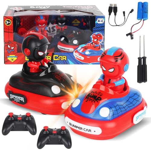 SKIKHN Ferngesteuertes Auto, 2 Pack Rc Speed Bumper Autos Spielzeug für Zwei Gegeneinander, Spielzeugautos mit Fernbedienung, Mini rc autoscooter Kinder, Ferngesteuerte Mini Auswerferfahrzeuge(Muster) von SKIKHN