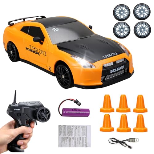 SKIKHN Ferngesteuertes Auto, RC Drift Car 1:24, 2,4Ghz RC Auto, 15km/h, Spielzeugauto mit Beleuchtung, 4WD Ferngesteuertes Rennauto, Auto Ferngesteuert für Kinder ab 6 Jahren und Erwachsene SKIKHN Ferngesteuertes Auto, RC Drift Car 1:24, 2,4Ghz RC Auto, 15km/h, Spielzeugauto mit Beleuchtung, 4WD Ferngesteuertes Rennauto, Auto Ferngesteuert für Kinder ab 6 Jahren und Erwachsene von SKIKHN
