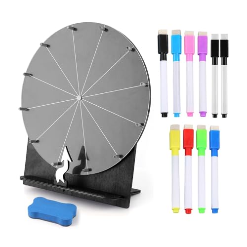 SKIKHN Glücksrad zum Drehen, 30cm Großes Glücksrad Set, 12 Beschriften Glücksrad mit Radiergummi und Markierstift, Glücksrad zum Selbstgestalten, Drehrad Glücksrad für Wortspiele, Neujahr (Schwarz) SKIKHN Glücksrad zum Drehen, 30cm Großes Glücksrad Set, 12 Beschriften Glücksrad mit Radiergummi und Markierstift, Glücksrad zum Selbstgestalten, Drehrad Glücksrad für Wortspiele, Neujahr (Schwarz) von SKIKHN