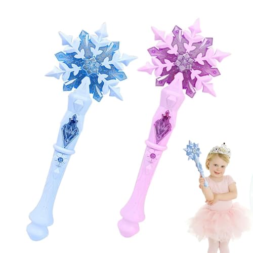 SKIKHN Schneeflocke Magischen Zauberstab, 2 Stück Leuchtender Schneestab, LED-Schneestab-Spielzeug mit Sound, für Mädchen, Weihnacht, Halloween, Geburtstagsfeier Dekoration, Eispark Party Cosplay SKIKHN Schneeflocke Magischen Zauberstab, 2 Stück Leuchtender Schneestab, LED-Schneestab-Spielzeug mit Sound, für Mädchen, Weihnacht, Halloween, Geburtstagsfeier Dekoration, Eispark Party Cosplay von SKIKHN