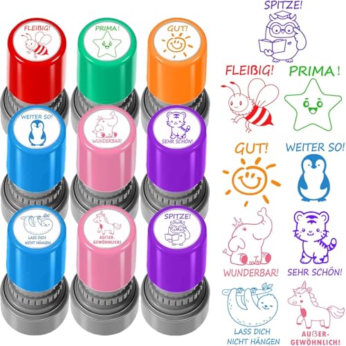 SKIKHN Selbstfärbende Lehrer Stempel, 9 Stück Kinderstempel, Lehrer Bewertung Belohnung Motivation Briefmarken, Stempel Lehrer Selbstfärbender, Lob Ermutigung Kinder Stempels, Kinder Stempels SKIKHN Selbstfärbende Lehrer Stempel, 9 Stück Kinderstempel, Lehrer Bewertung Belohnung Motivation Briefmarken, Stempel Lehrer Selbstfärbender, Lob Ermutigung Kinder Stempels, Kinder Stempels von SKIKHN