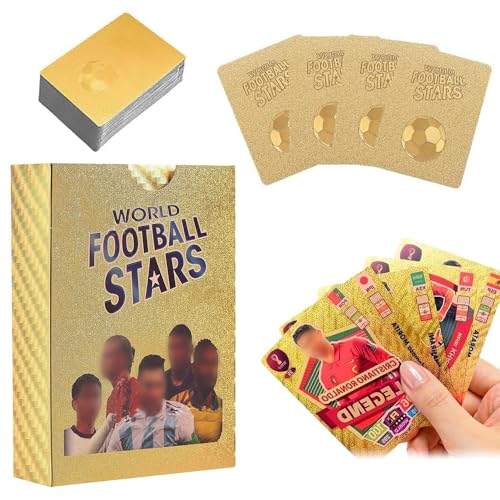 SKIKHN World Cup Fußball Star Karte, 55 Stück,Fußball Star Karten Set,Fussball Sammelkarten,Fußballkarten, Fußball Karten Für Fans,Kinder,Teenager und Erwachsene Gold-Edition SKIKHN World Cup Fußball Star Karte, 55 Stück,Fußball Star Karten Set,Fussball Sammelkarten,Fußballkarten, Fußball Karten Für Fans,Kinder,Teenager und Erwachsene Gold-Edition von SKIKHN