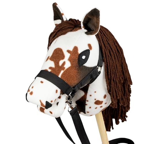 SKIPPI Hobby Horse Braunschecke, Schecke Steckenpferd A5, Halfter und Zügeln im Set, Hobby Horsing Pferd mit Zubehör, Weißes Pferd mit Braunen Flecken SKIPPI Hobby Horse Braunschecke, Schecke Steckenpferd A5, Halfter und Zügeln im Set, Hobby Horsing Pferd mit Zubehör, Weißes Pferd mit Braunen Flecken von SKIPPI