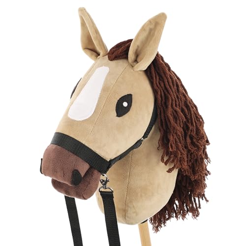 SKIPPI Hobby Horse Karamell, Großes Steckenpferd A3, Halfter und Zügeln im Set, Hobby Horsing Pferd mit Zubehör, Beiges Pferd SKIPPI Hobby Horse Karamell, Großes Steckenpferd A3, Halfter und Zügeln im Set, Hobby Horsing Pferd mit Zubehör, Beiges Pferd von SKIPPI