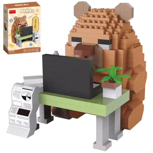 Bauklötze Set, Cartoon Bauklötze Capybara, DIY Niedliche Tiere Bauklötze Spielzeug, Micro Tiere Bauklötze Spielzeug, Kreativitätsspielzeug Bauklötze geeignet für 6+ Jahre alte Kinder und Erwachsene von SKIPTHYBER