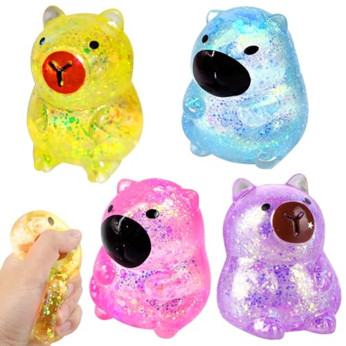 Capybara Anti Stress Spielzeug, 4 Stück Capybara Squishy Fidget Toy, Stress Balls für Kinder Erwachsene, Squeeze Spielzeug, Soft Capybara Toys Anti Stress, Quetschspielzeug für Autismus Spielzubehör von SKIPTHYBER