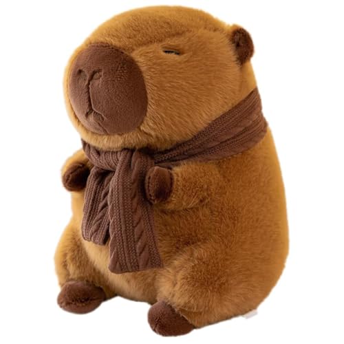 SKIPTHYBER Capybara Plüschtier 25 cm Capybara Kuscheltier mit Schal, Niedlichen Stuffed Spielzeug Cartoon Plüsch Puppe Geschenke für Heim Party Dekor Frauen Männer von SKIPTHYBER