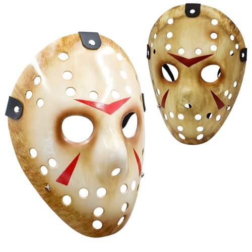 SKIPTHYBER Halloween-Jason-Maske, 2 Stück, goldfarben, Hockey-Maske, Festival, Maskerade, Party, Horror, gruselig, Kostüm, Cosplay, M-ask von SKIPTHYBER